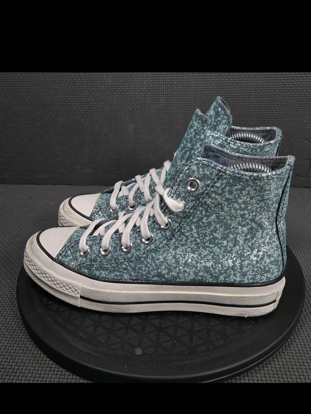 converse chuck taylor high top Teal Shiny Metallic Aqua Size 5.5 Women Fashion